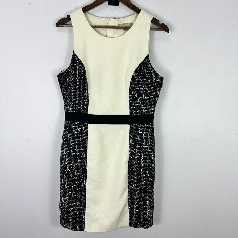 Banana Republic Tweed Sheath Dress Womens 10 Office Career Preppy Quiet Luxury